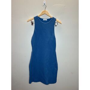 Babaton Women's 99158 Size L Blue Sculpt Knit Racer Mini Dress Sleeveless EUC